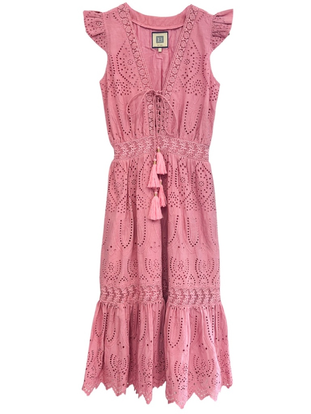 Bell by Alicia Bell Lana Midi Dress Pink Eyelet